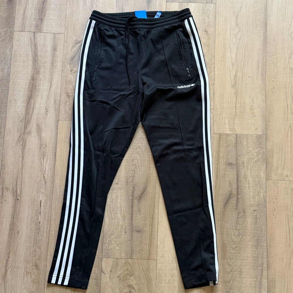 Adidas Kids Black Joggers with White Stripes